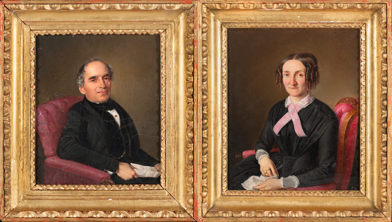 Pair of Portraits, signature illegible, 19th century