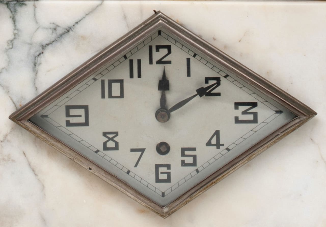 Art Deco Clock with Two Vases, early 20th century