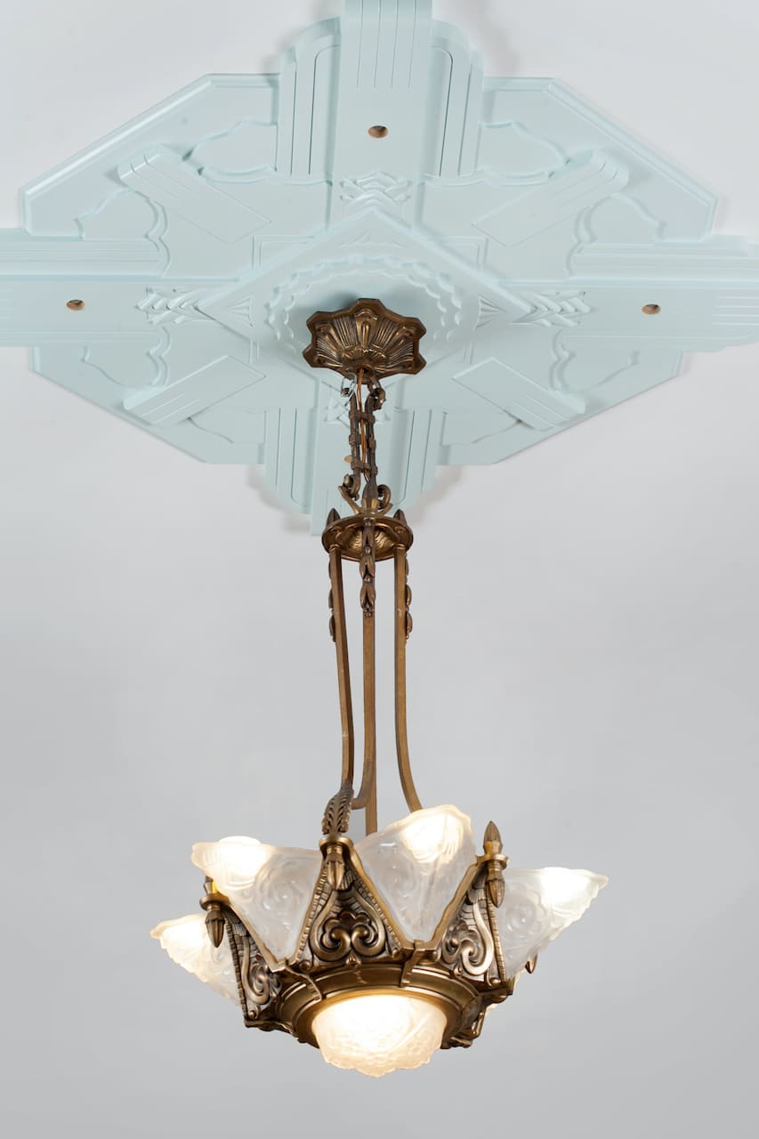 Art Deco Brass Chandelier, early 20th century