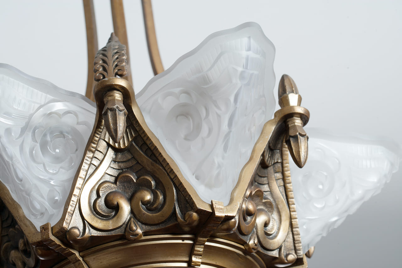 Art Deco Brass Chandelier, early 20th century