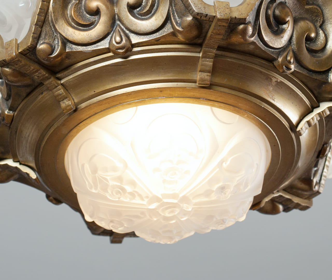 Art Deco Brass Chandelier, early 20th century