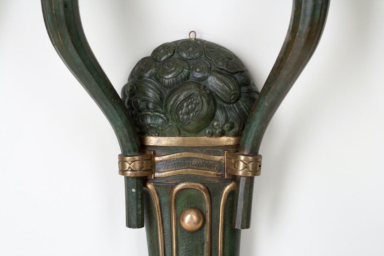 Bronze Wall Sconces, Art Nouveau, Modern, Jugendstil