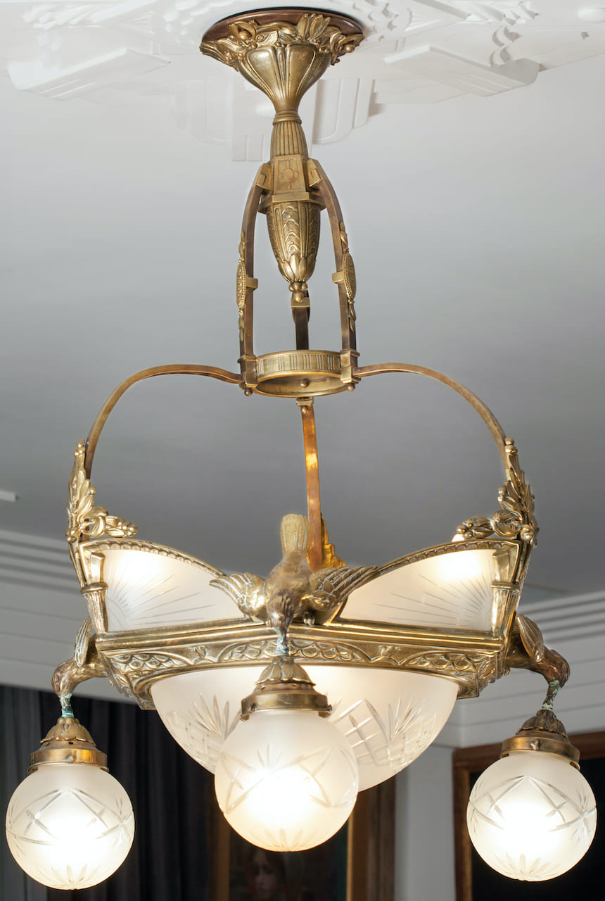 Art Deco Bronze Chandelier, early 20th century