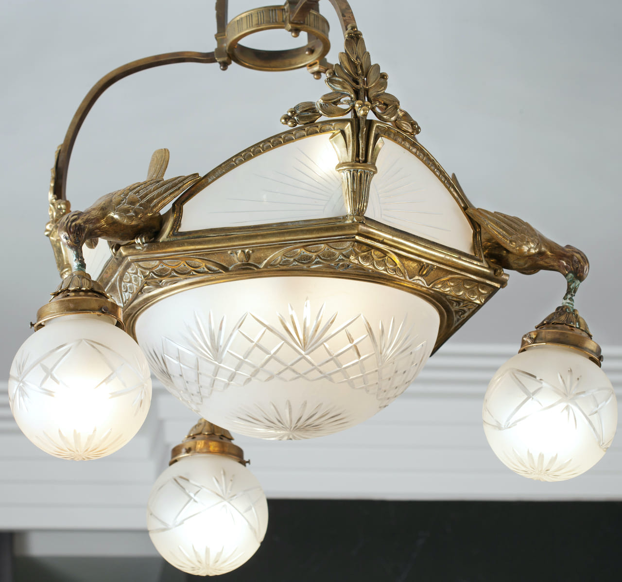 Art Deco Bronze Chandelier, early 20th century