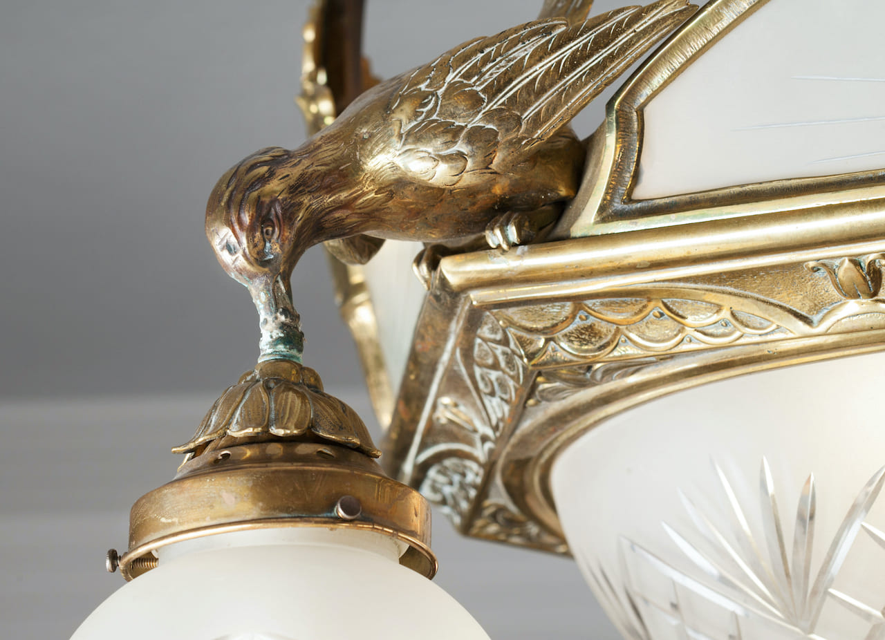 Art Deco Bronze Chandelier, early 20th century