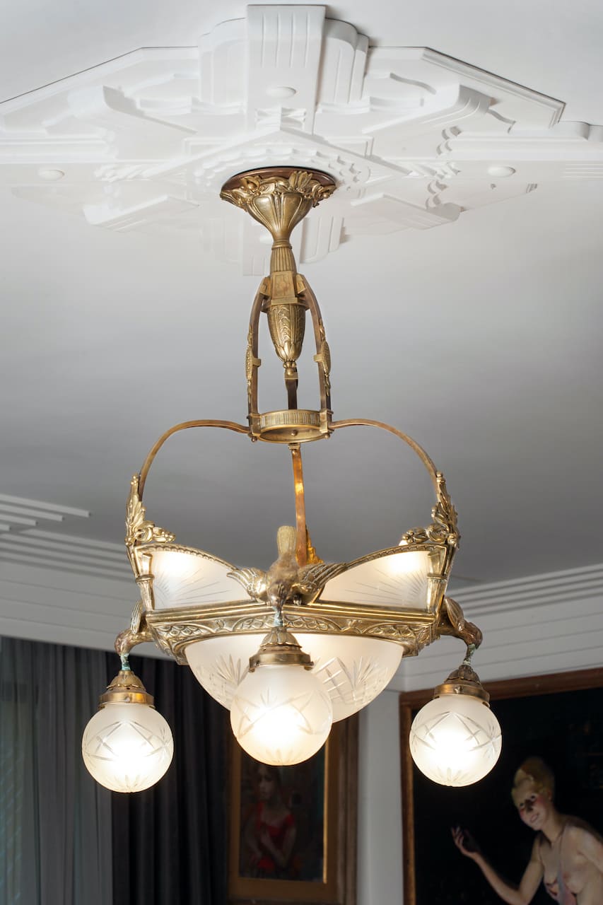 Art Deco Bronze Chandelier, early 20th century