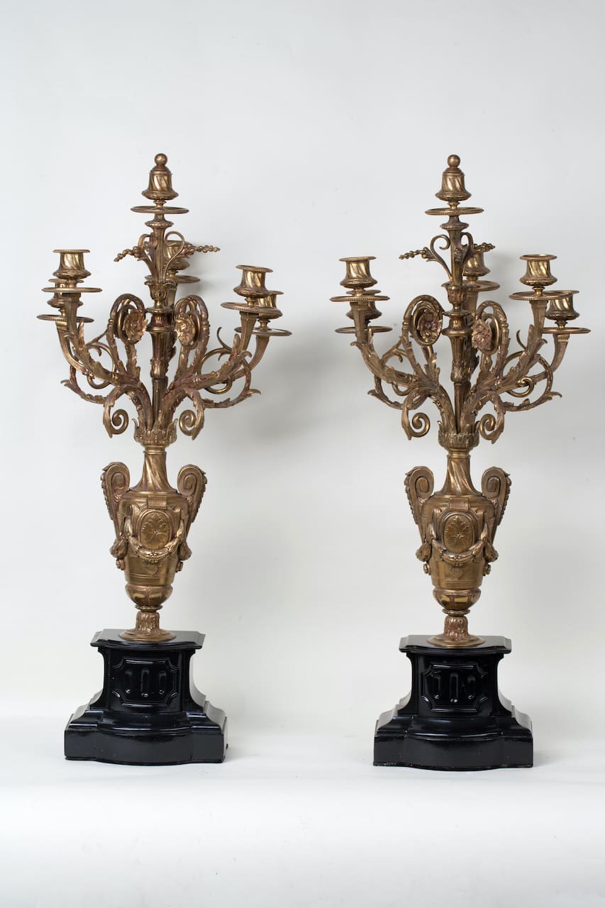 Pair of Bronze Candelabra, 19th century