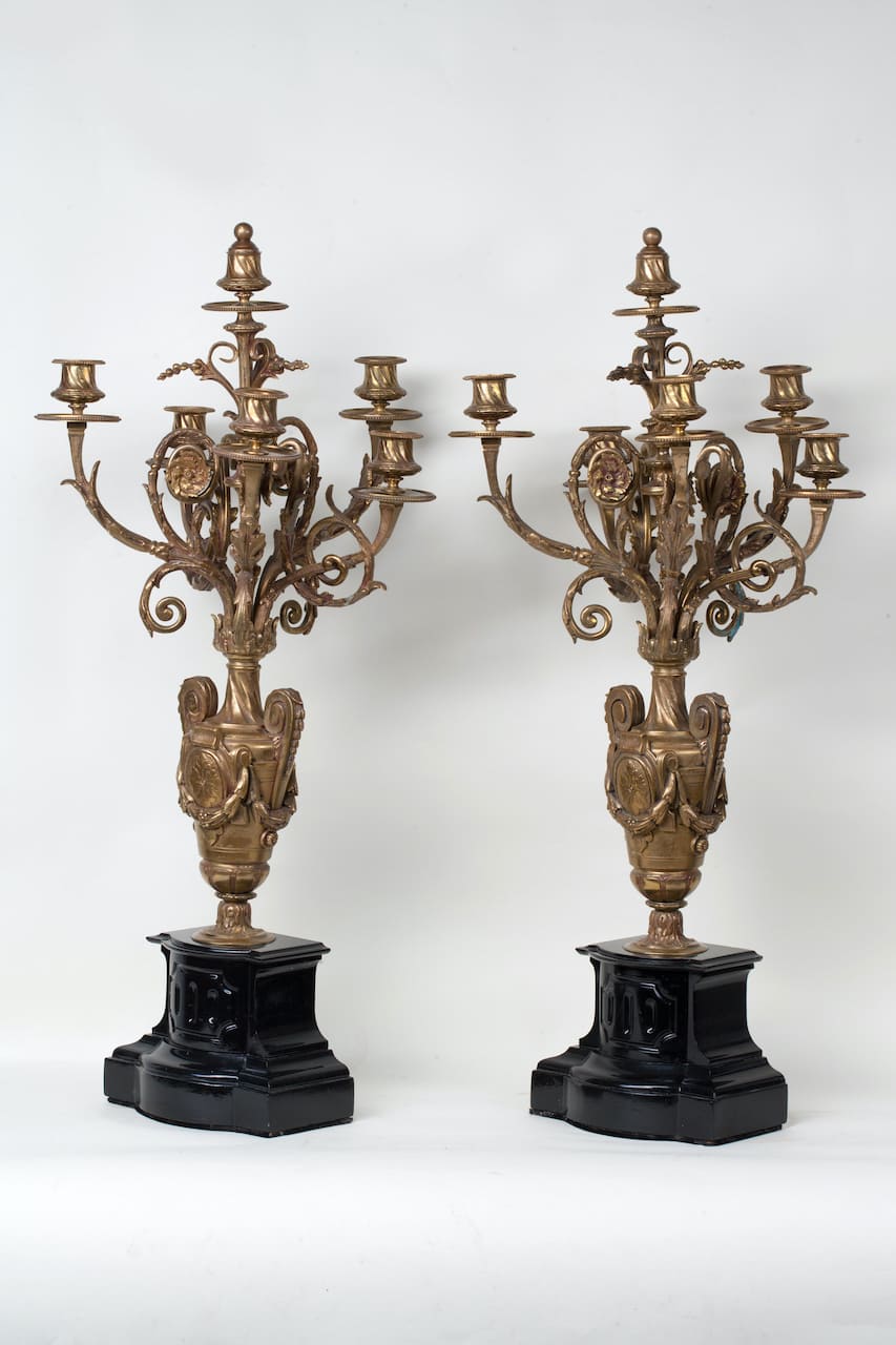 Pair of Bronze Candelabra, 19th century