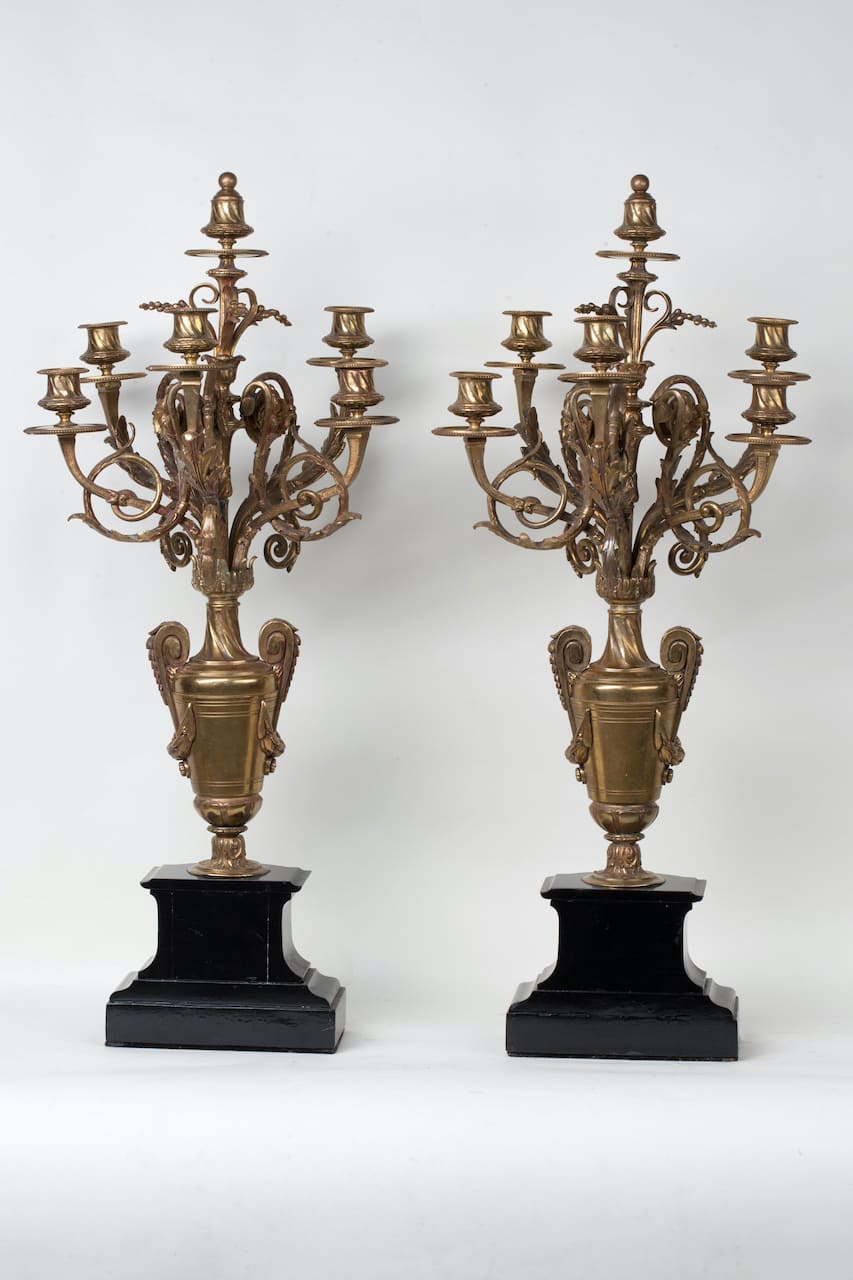 Pair of Bronze Candelabra, 19th century
