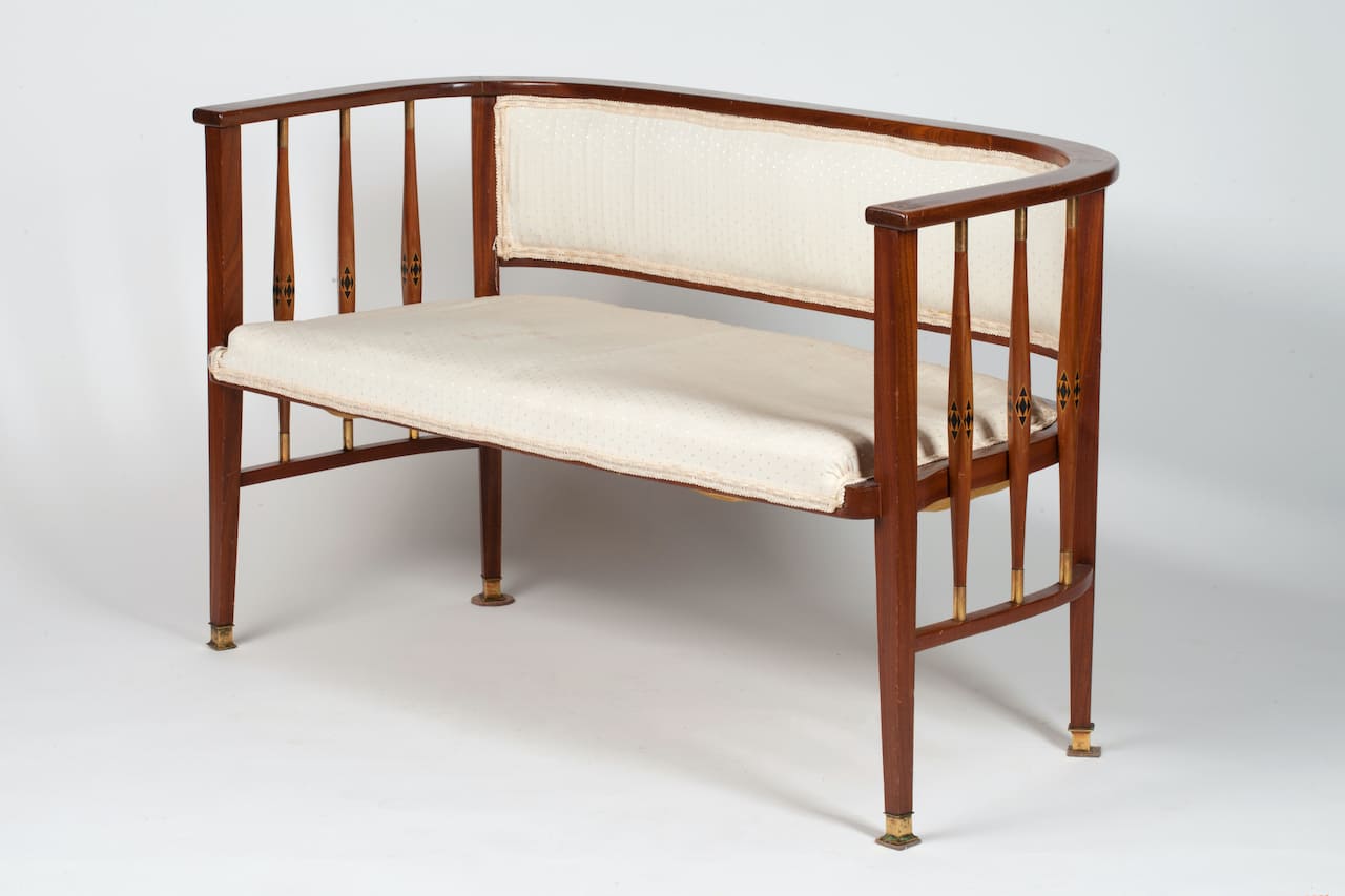Modern Sofa, early 20th century. Wood, Brass