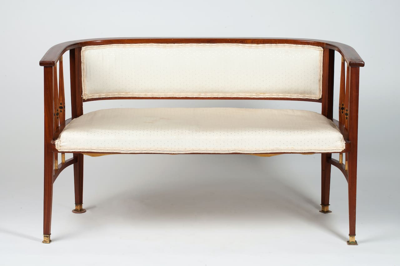 Modern Sofa, early 20th century. Wood, Brass