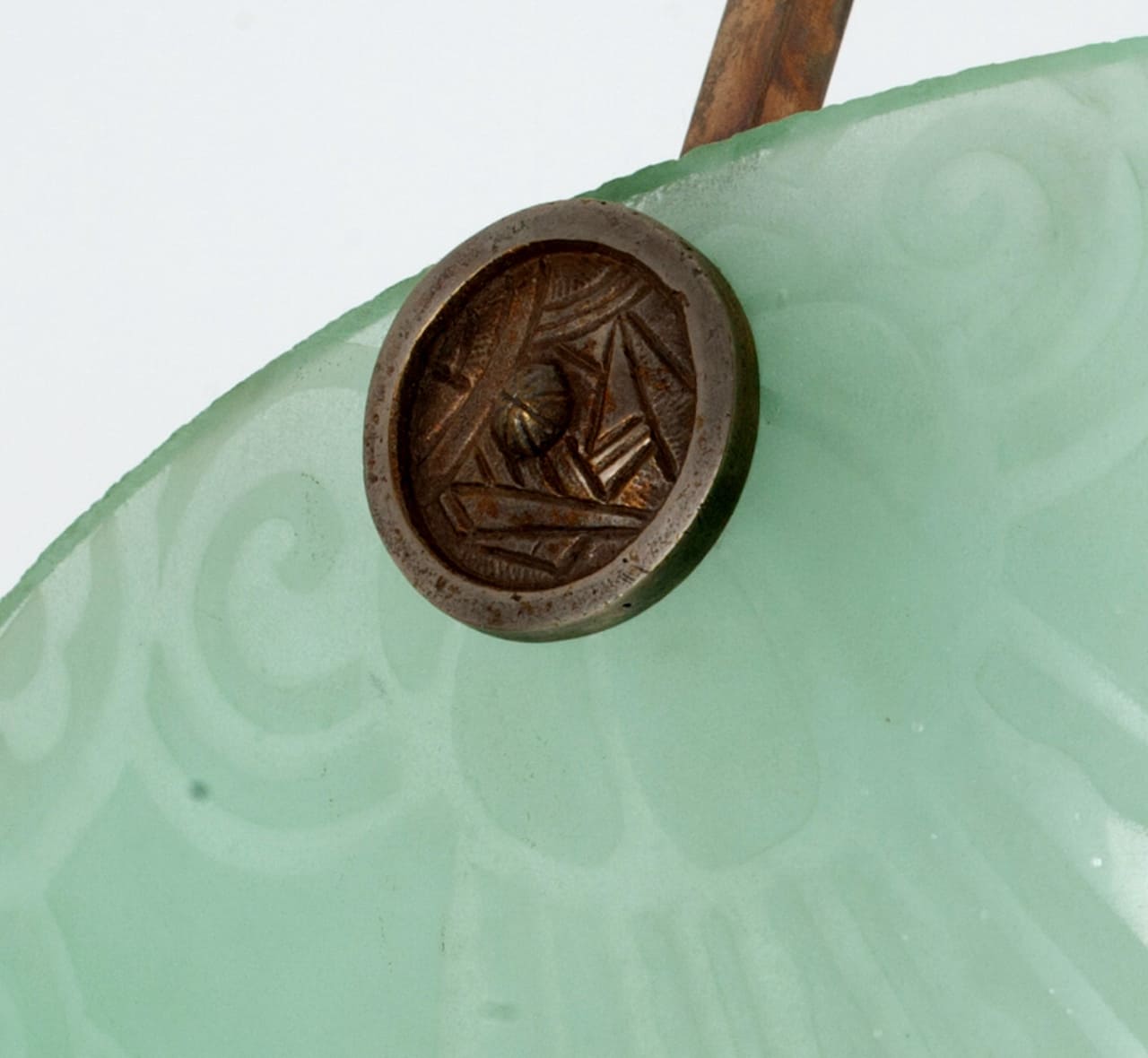 Art Deco Ceiling Lamp, Uranium Glass, 20th century