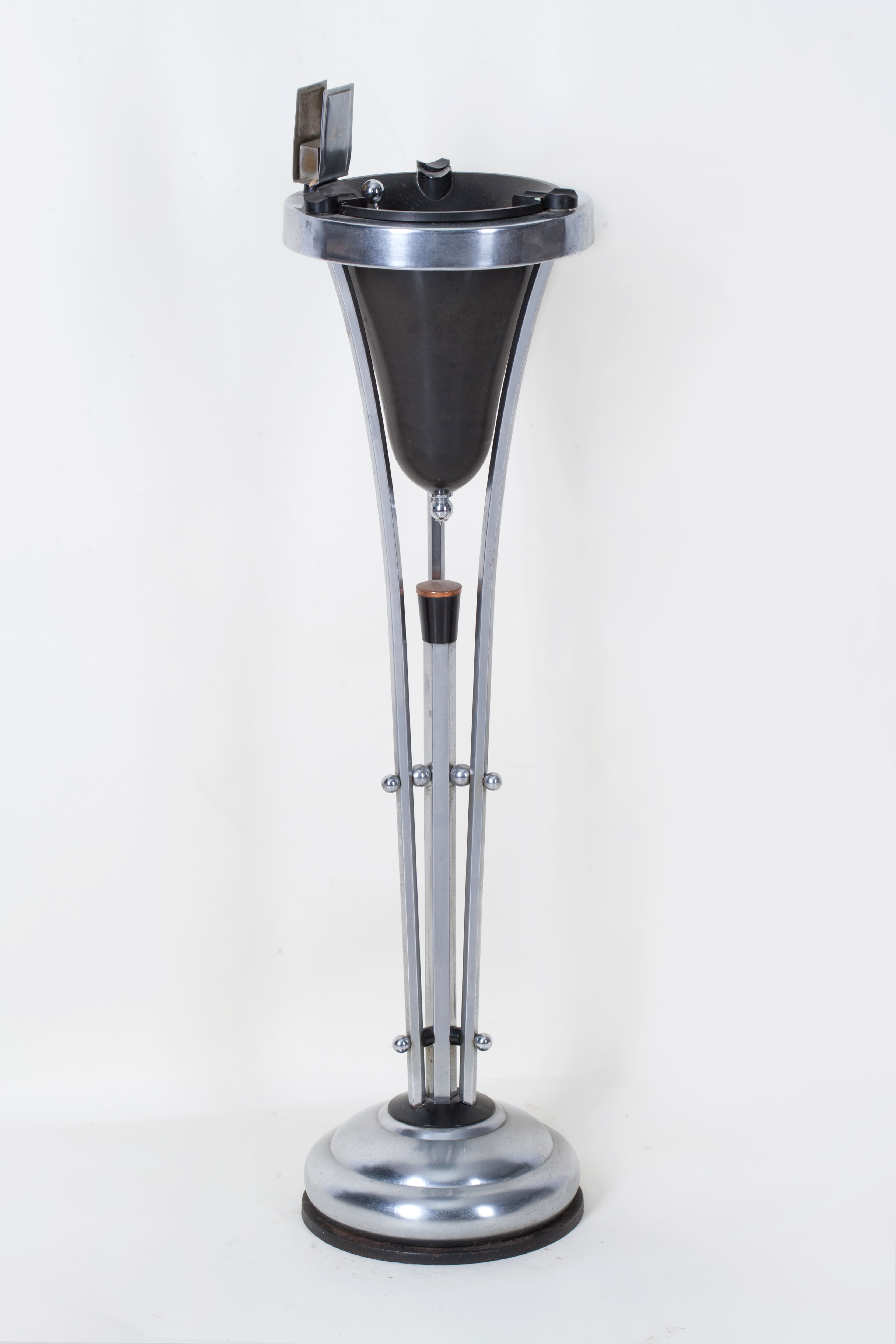 Art Deco Floor Standing Ashtray with Matchbox Holder