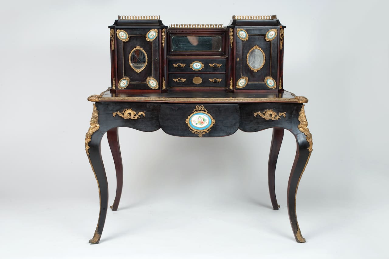 Rococo Bureau Table, 19th century, Bronze/Porcelain