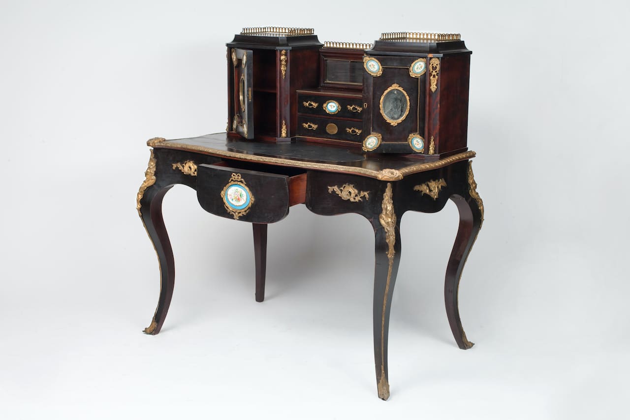 Rococo Bureau Table, 19th century, Bronze/Porcelain