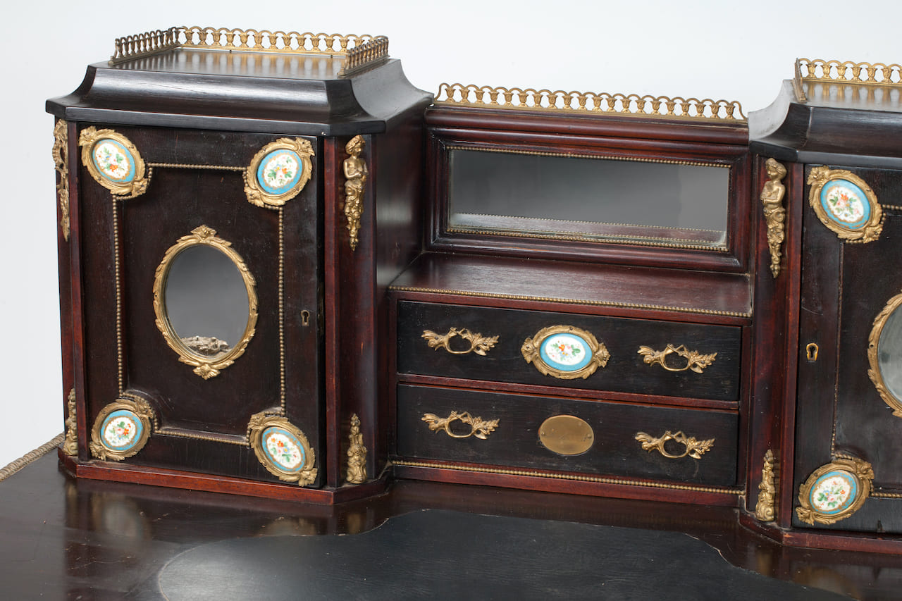Rococo Bureau Table, 19th century, Bronze/Porcelain