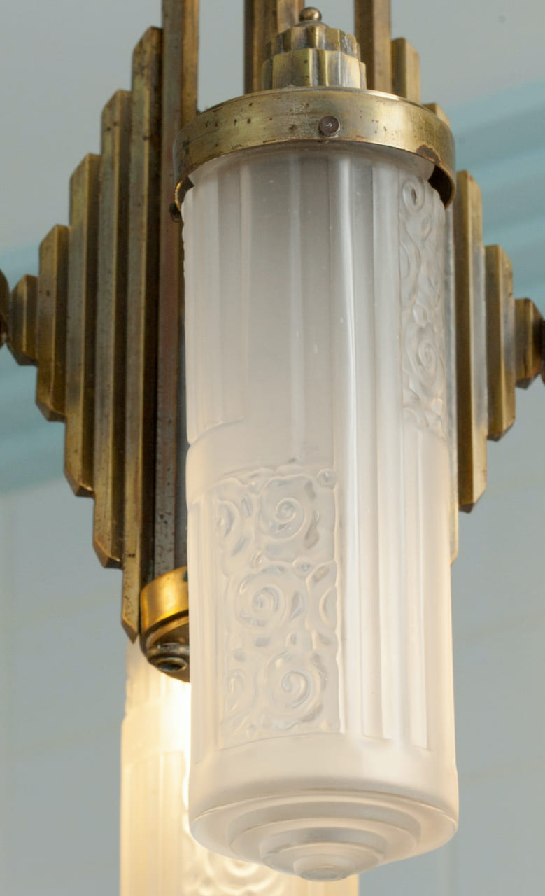 Art Deco Brass Chandelier, circa 1920-30s