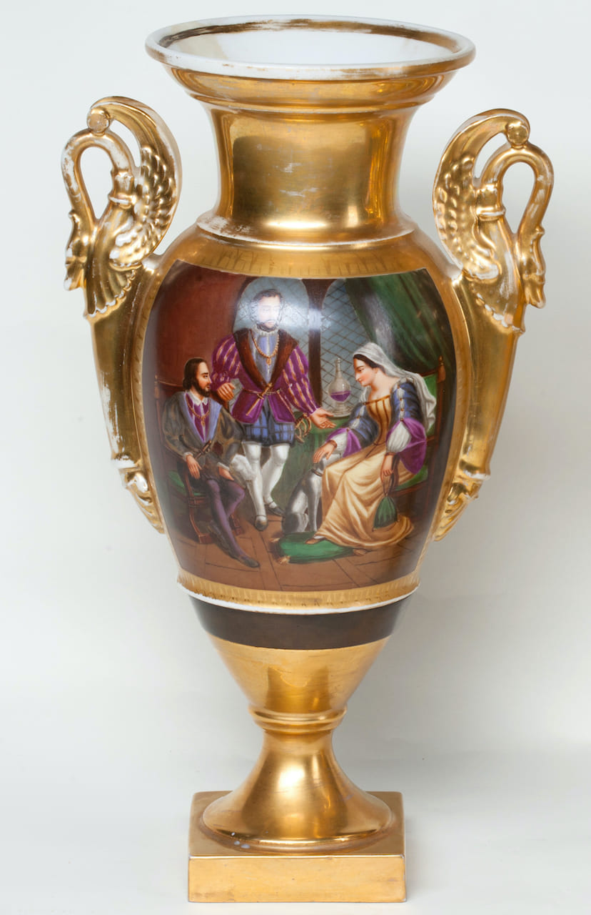 Pair of Porcelain Gilding Vases, Empire, 19th century