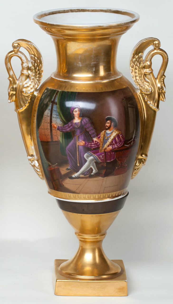 Pair of Porcelain Gilding Vases, Empire, 19th century