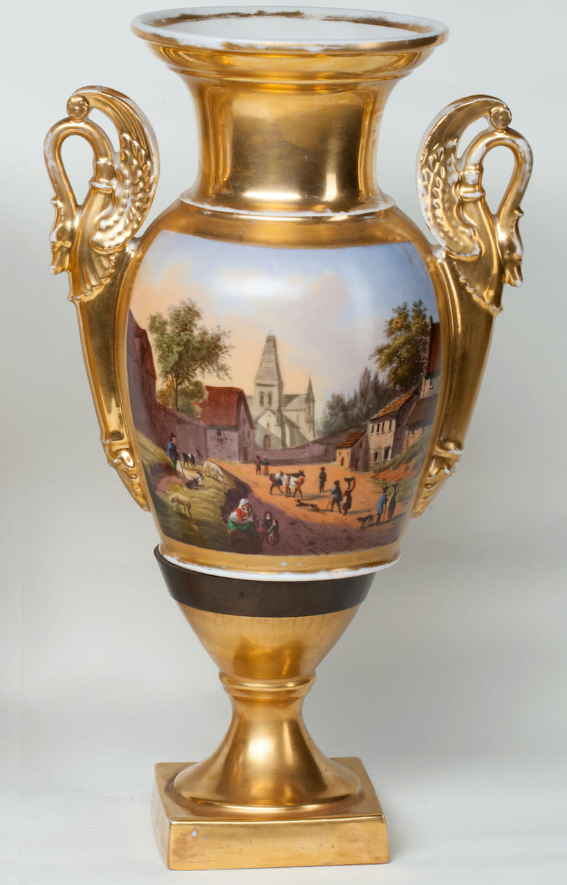Pair of Porcelain Gilding Vases, Empire, 19th century