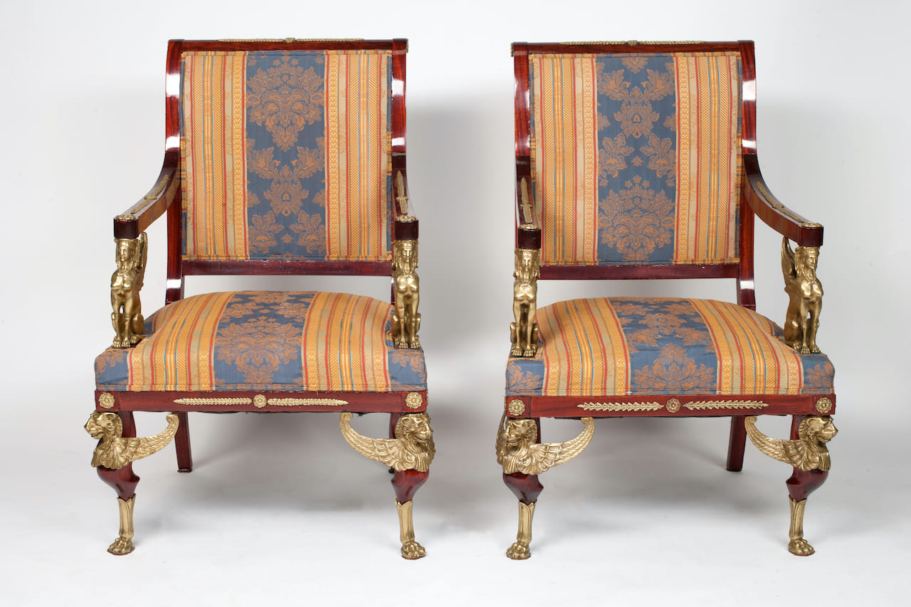 Pair of Empire Armchairs, late 19th century