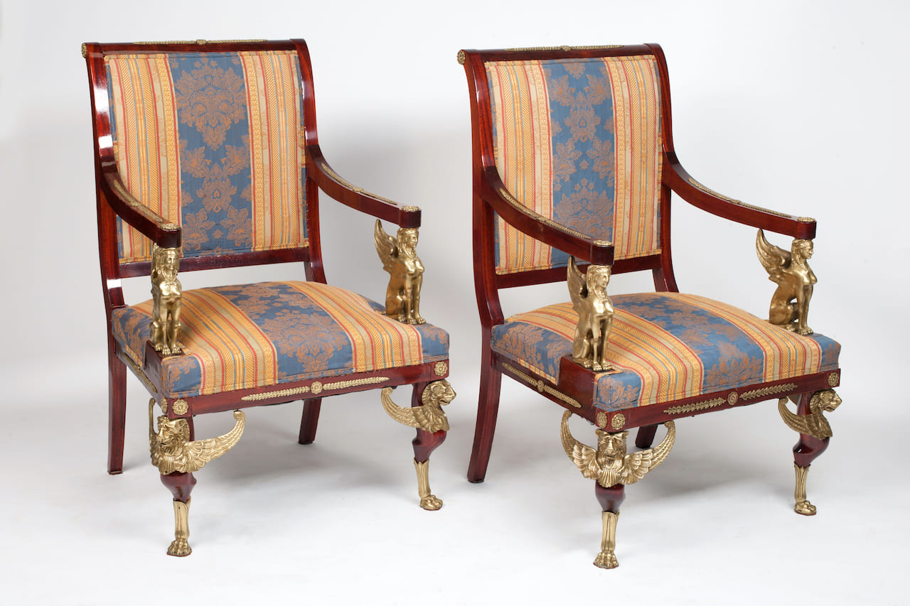 Pair of Empire Armchairs, late 19th century