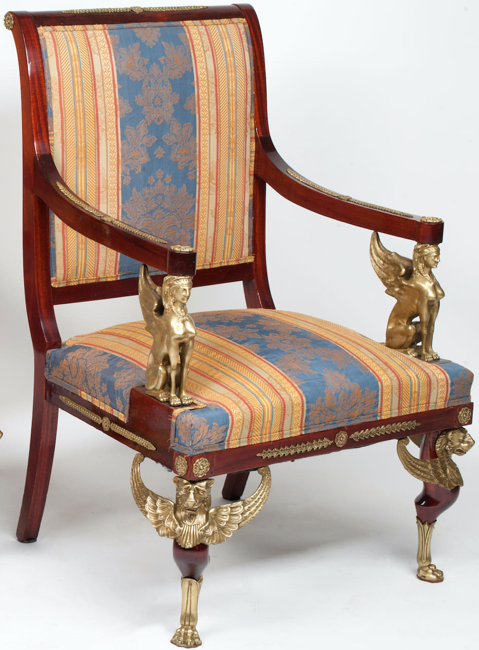 Pair of Empire Armchairs, late 19th century