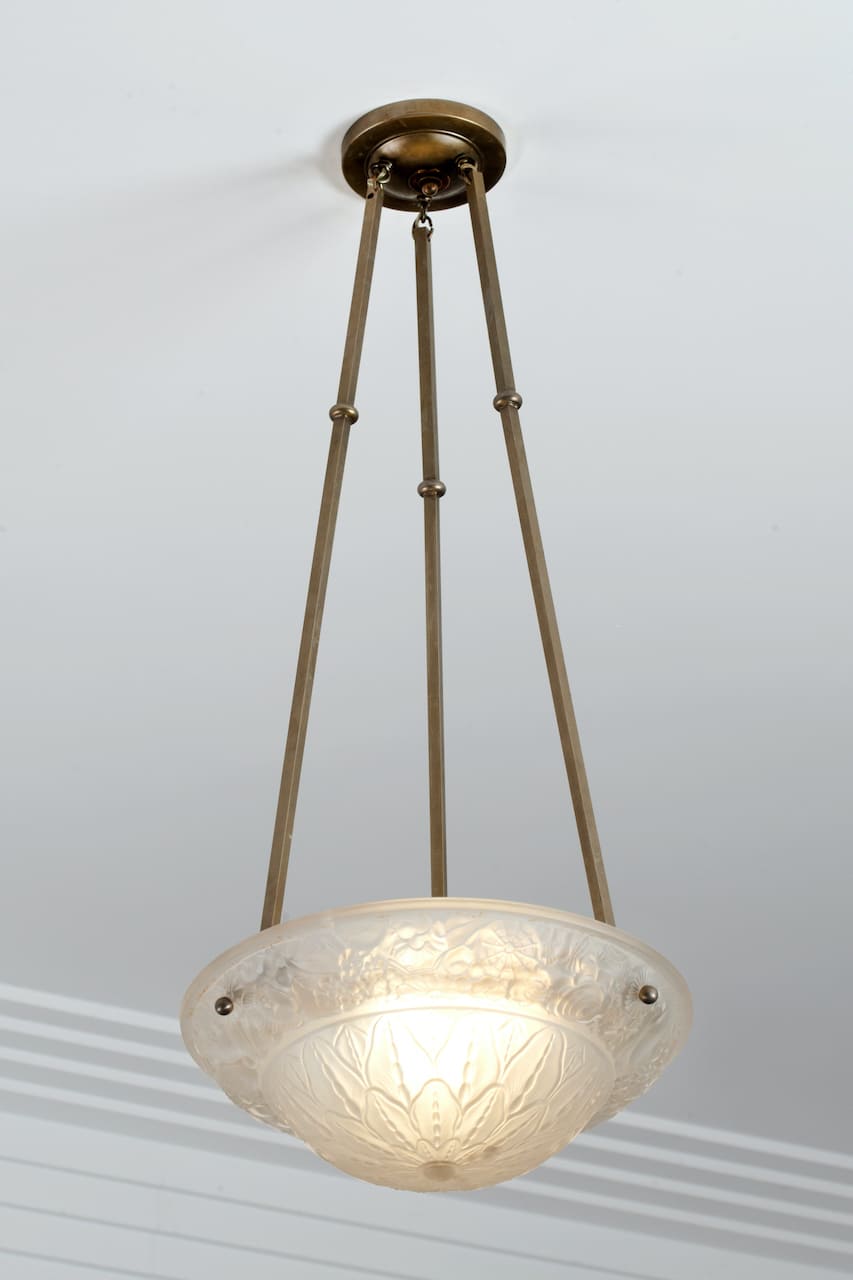 Pair of Ceiling Lamps, Glass, 20th century
