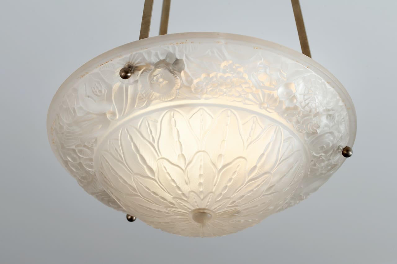 Pair of Ceiling Lamps, Glass, 20th century