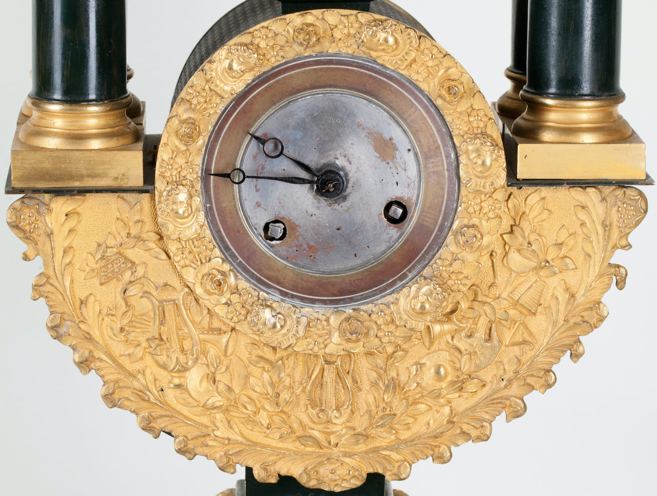 Empire Bronze Mantel Clock, Lyre, 19th century