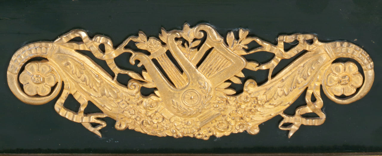 Empire Bronze Mantel Clock, Lyre, 19th century