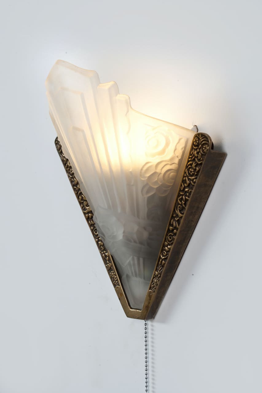 Pair of Art Deco Wall Lamps, Brass