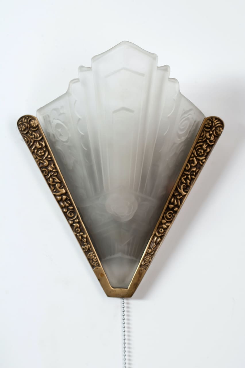 Pair of Art Deco Wall Lamps, Brass