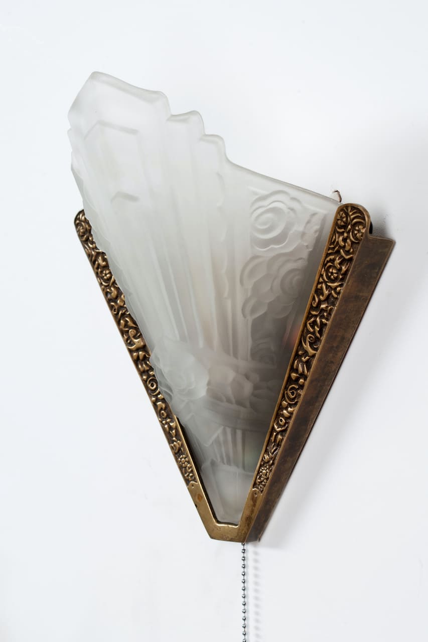 Pair of Art Deco Wall Lamps, Brass