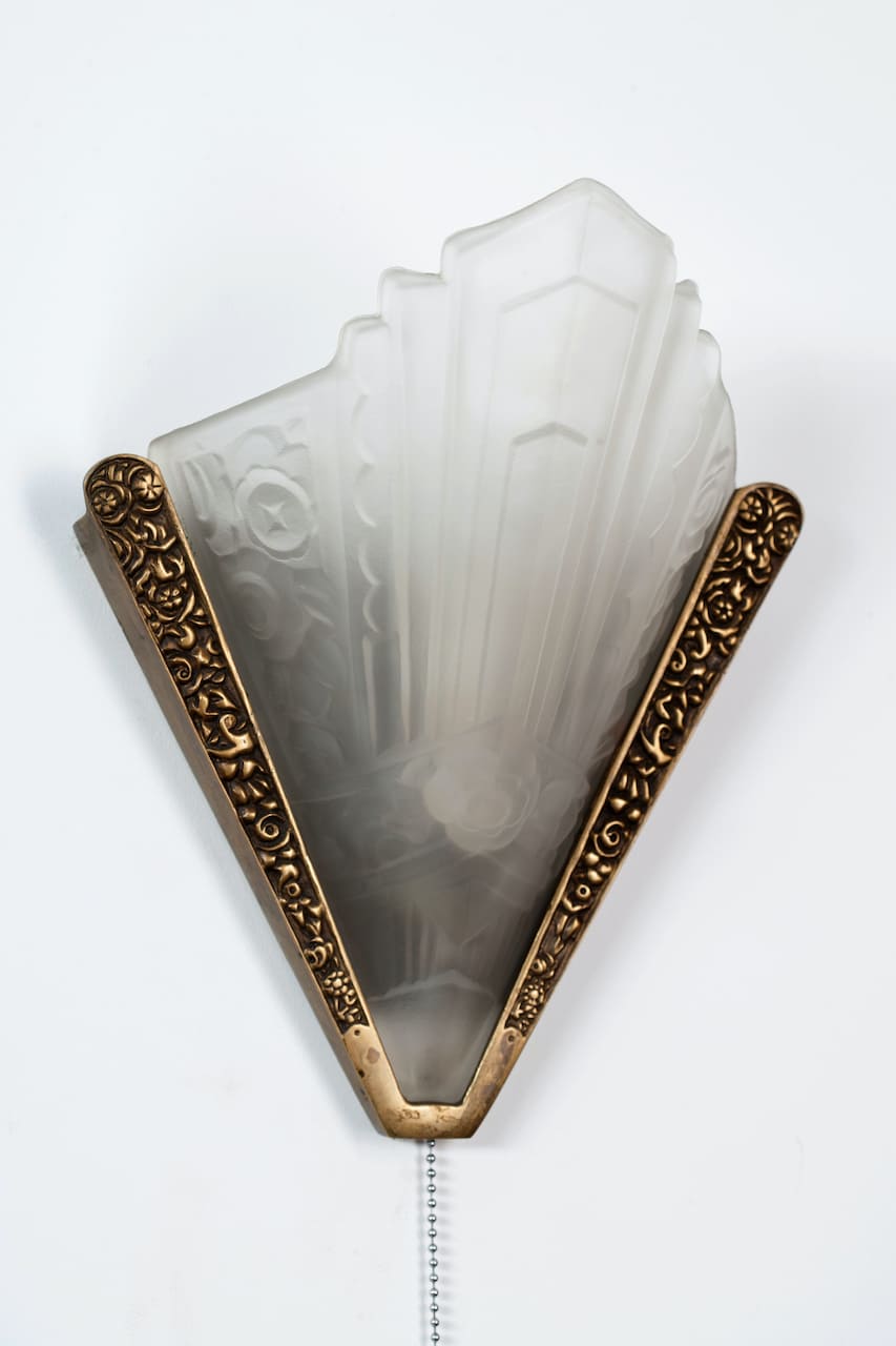 Pair of Art Deco Wall Lamps, Brass